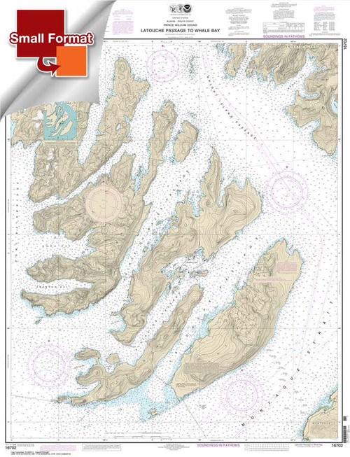 HISTORICAL SMALL FORMAT NOAA Chart 16702: Latouche Passage to Whale Bay