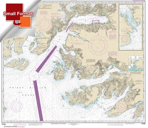 Small Format NOAA Chart 16708: Prince William Sound-Port Fidalgo and Valdez Arm;Tatitlek Narrows