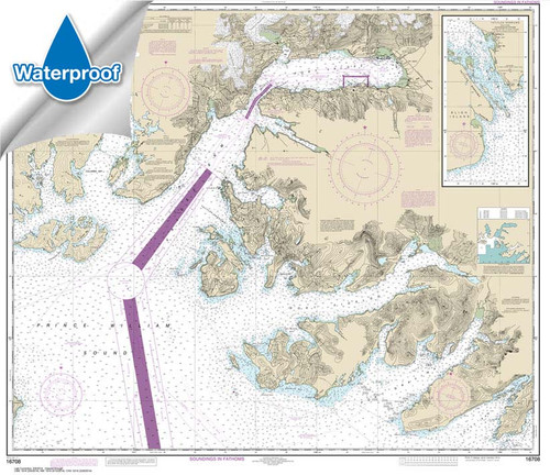 Waterproof NOAA Chart 16708: Prince William Sound-Port Fidalgo and Valdez Arm;Tatitlek Narrows