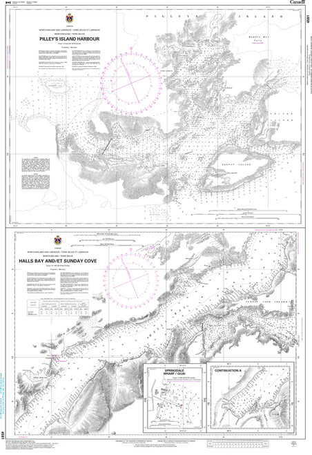 CHS Chart 4591: Pilley's Island Harbour-Halls Bay and/et Sunday Cove