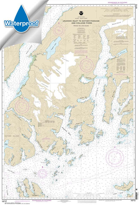 Waterproof NOAA Chart 16712: Unakwik Inlet to Esther Passage and College Fiord