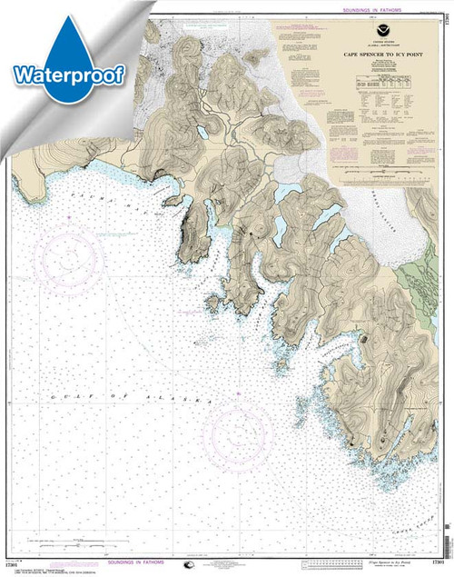 HISTORICAL WATERPROOF NOAA Chart 17301: Cape Spencer to Icy Point