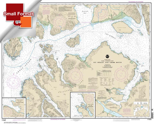 HISTORICAL SMALL FORMAT NOAA Chart 17302: Icy Strait and Cross Sound;Inian Cove;Elfin Cove