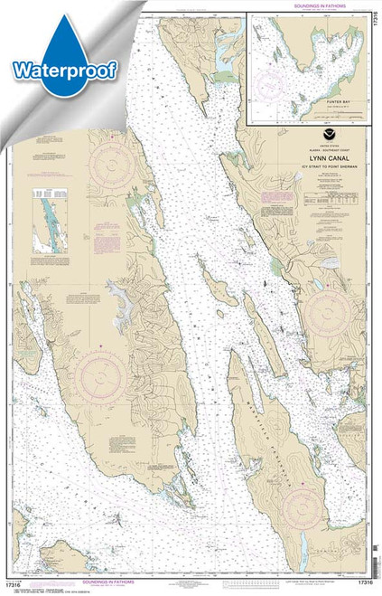 Waterproof NOAA Chart 17316: Lynn Canal-Icy Str. to Point Sherman;Funter Bay;Chatham Strait
