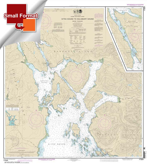 Small Format NOAA Chart 17324: Sitka Sound to Salisbury Sound: Inside Passage;Neva Str.-Neva Pt. to Zeal Pt.