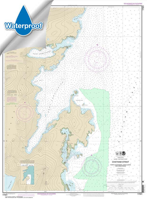 HISTORICAL WATERPROOF NOAA Chart 17331: Chatham Strait Ports Alexander: Conclusion: and Armstrong