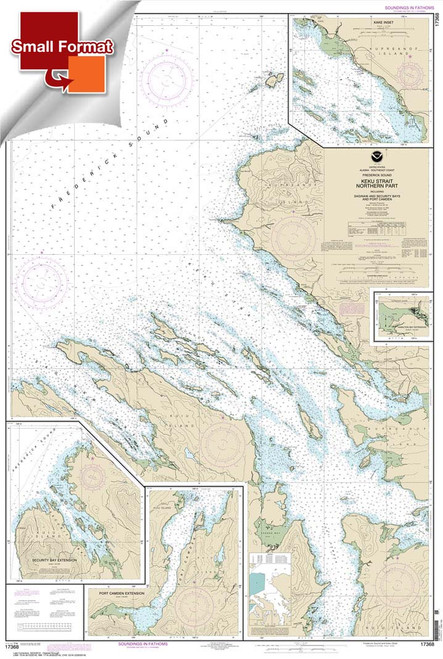 HISTORICAL SMALL FORMAT NOAA Chart 17368: Keku Strait-northern part: including Saginaw and Security Bays and Port Camden;Kake Inset