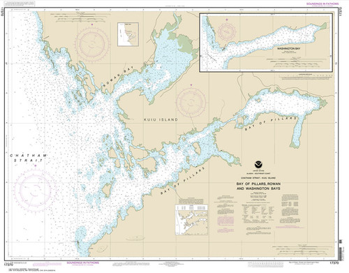 HISTORICAL NOAA Chart 17370: Bay of Pillars and Rowan Bay: Chatham Strait;Washington Bay: Chatham Strait HISTORICAL NOAA Chart 17370: Bay of Pillars and Rowan Bay: Chatham Strait;Washington Bay: Chatham Strait