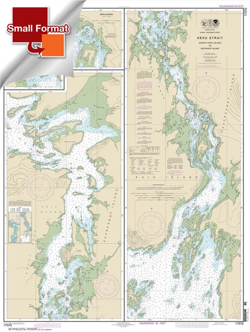 HISTORICAL SMALL FORMAT NOAA Chart 17372: Keku Strait-Monte Carlo Island to Entrance Island;The Summit;Devils Elbow