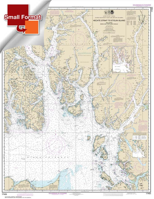 Small Format NOAA Chart 17420: Hecate Strait to Etolin Island: including Behm and Portland Canals