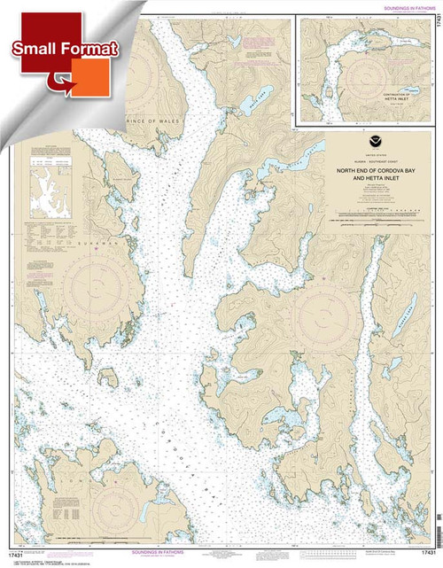 HISTORICAL SMALL FORMAT NOAA Chart 17431: N. end of Cordova Bay and Hetta Inlet