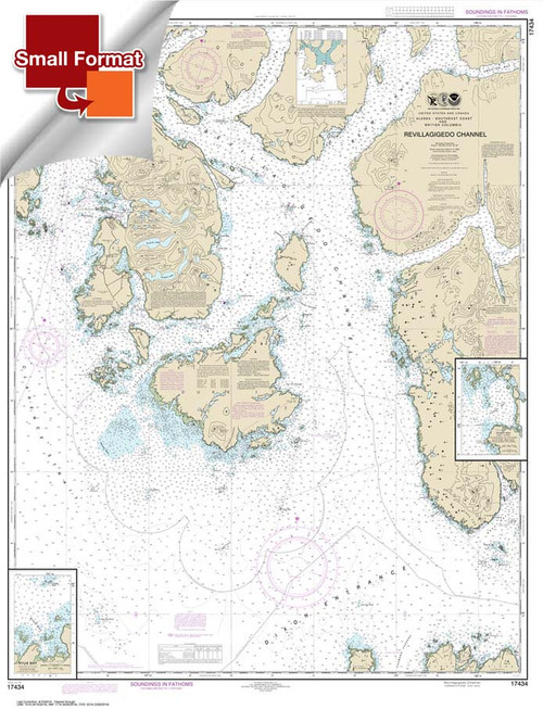 Small Format NOAA Chart 17434: Revillagigedo Channel;Ryus Bay;Foggy Bay