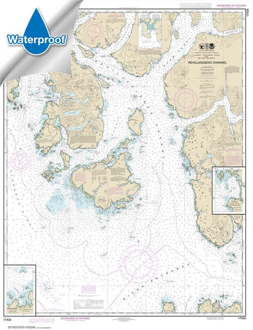 Waterproof NOAA Chart 17434: Revillagigedo Channel;Ryus Bay;Foggy Bay