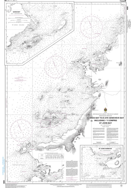 CHS Chart 4680: Hawkes Bay to/Ã  Ste GeneviÃ¨ve Bay including/y compris St. John Bay