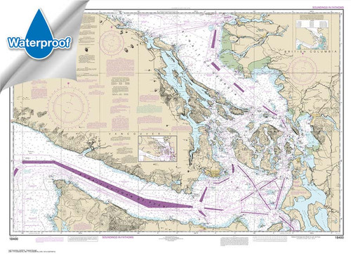 Waterproof NOAA Chart 18400: Strait of Georgia and Strait of Juan de Fuca