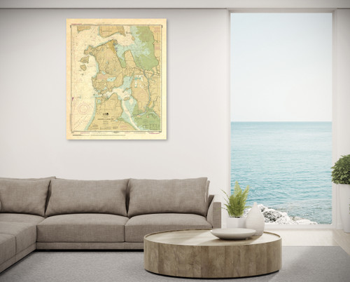 ANTIQUED NOAA Chart 18427: Anacortes to Skagit Bay