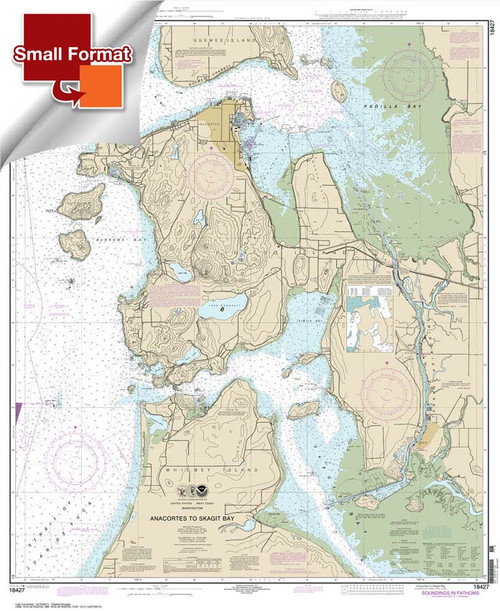 Small Format NOAA Chart 18427: Anacortes to Skagit Bay