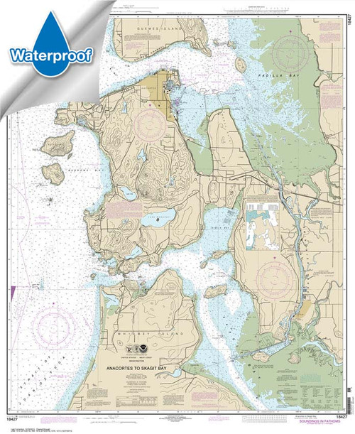 Waterproof NOAA Chart 18427: Anacortes to Skagit Bay