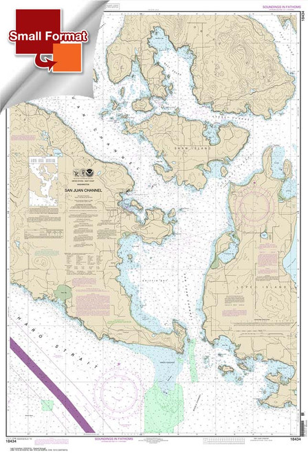 Small Format HISTORICAL NOAA Chart 18434: San Juan Channel