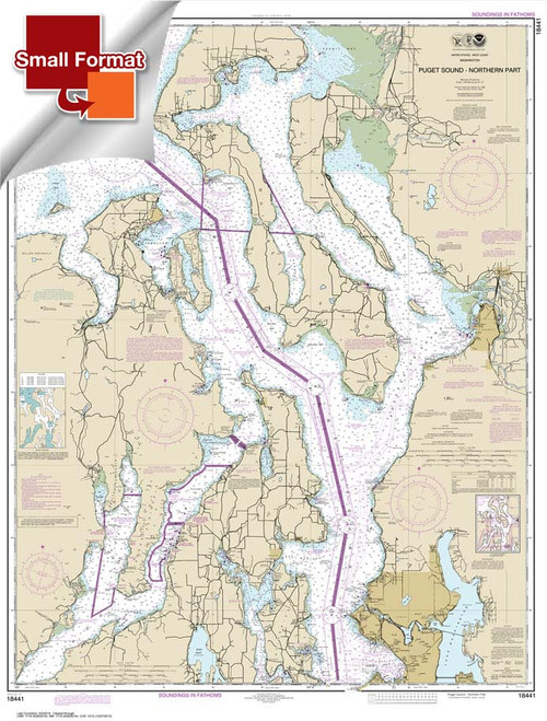 Small Format NOAA Chart 18441: Puget Sound-northern part