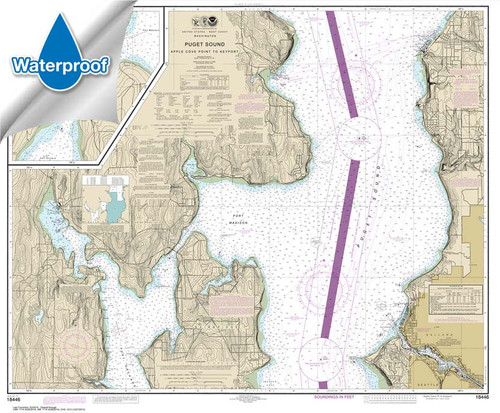 Waterproof NOAA Chart 18446: Puget Sound-Apple Cove Point to Keyport;Agate Passage