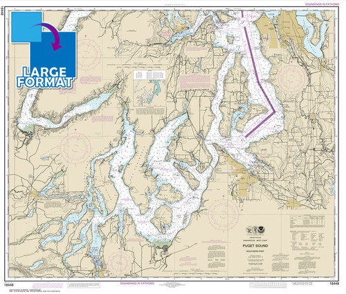 Large Format NOAA Chart 18448: Puget Sound-southern part