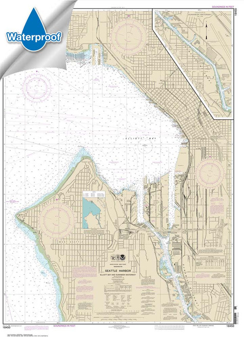 Waterproof NOAA Chart 18450: Seattle Harbor: Elliott Bay and Duwamish Waterway