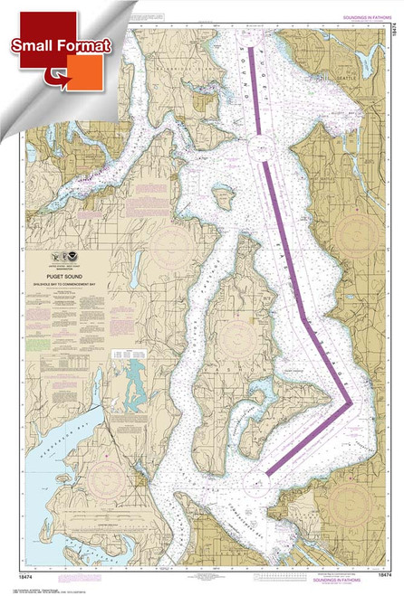 Small Format NOAA Chart 18474: Puget Sound-Shilshole Bay to Commencement Bay