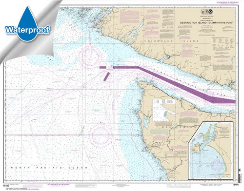 Waterproof NOAA Chart 18480: Approaches to Strait of Juan de Fuca Destruction lsland to Amphitrite Point