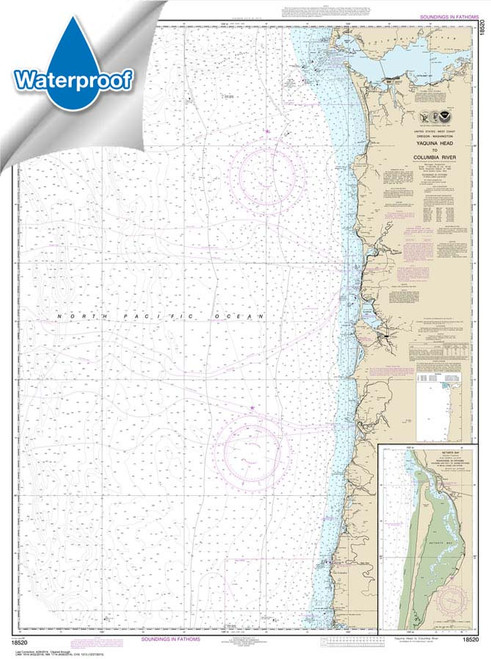 Waterproof NOAA Chart 18520: Yaquina Head to Columbia River;Netarts Bay