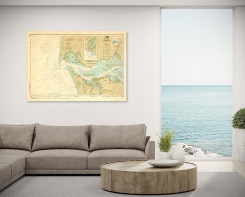 ANTIQUED NOAA Chart 18521: Columbia River Pacific Ocean to Harrington Point; Ilwaco Harbor