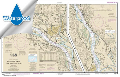Waterproof NOAA Chart 18524: Columbia River Crims Island to Saint Helens