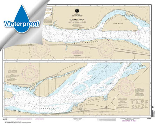 Waterproof NOAA Chart 18537: Columbia River Alderdale to Blalock Islands