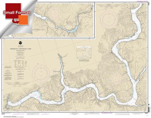 Small Format HISTORICAL NOAA Chart 18551: FRANKLIN D. ROOSEVELT LAKE Southern part