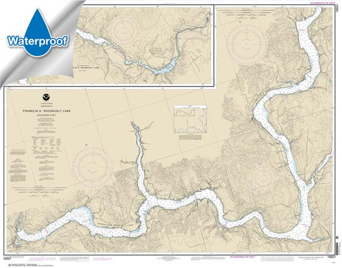 Waterproof HISTORICAL NOAA Chart 18551: FRANKLIN D. ROOSEVELT LAKE Southern part