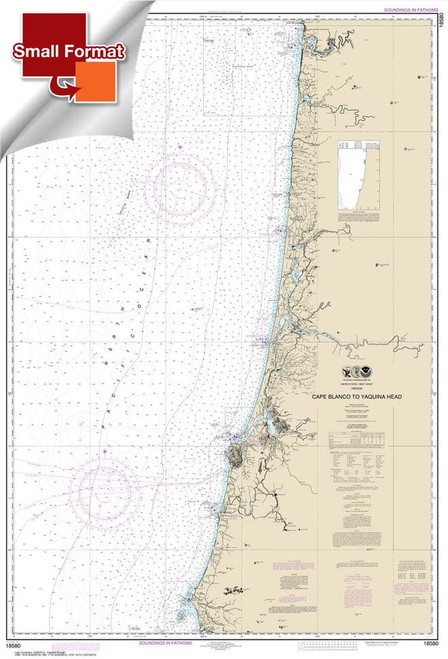Small Format NOAA Chart 18580: Cape Blanco to Yaquina Head