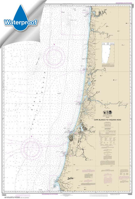 Waterproof NOAA Chart 18580: Cape Blanco to Yaquina Head