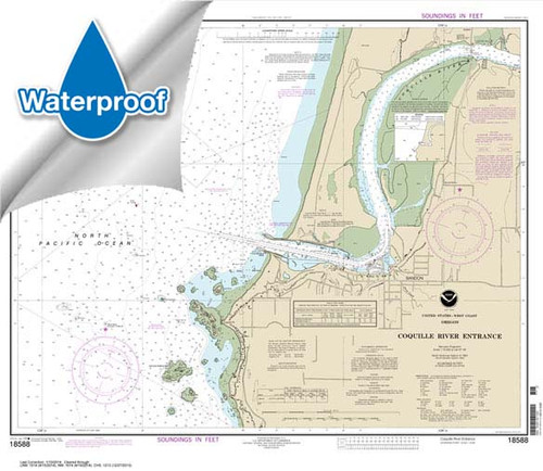 Waterproof NOAA Chart 18588: Coquille River Entrance