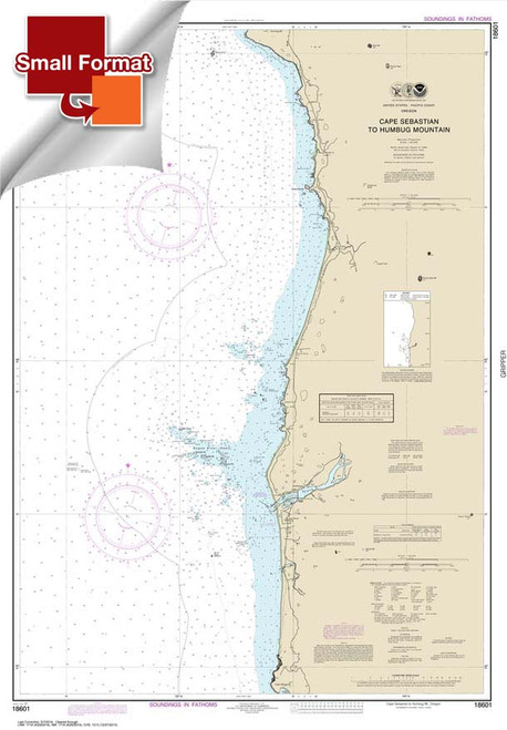 Small Format NOAA Chart 18601: Cape Sebastian to Humbug Mountain