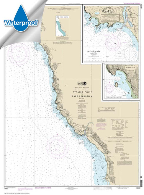 Waterproof NOAA Chart 18602: Pyramid Point to Cape Sebastian;Chetco Cove;Hunters Cove