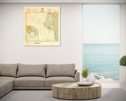 ANTIQUED NOAA Chart 18603: St. George Reef and Crescent City Harbor; Crescent City Harbor