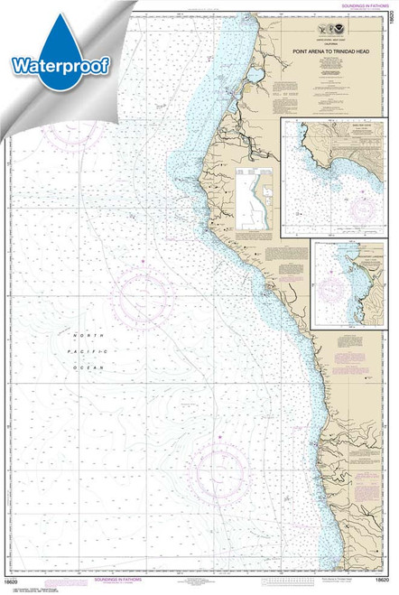 Waterproof NOAA Chart 18620: Point Arena to Trinidad Head;Rockport Landing;Shelter Cove