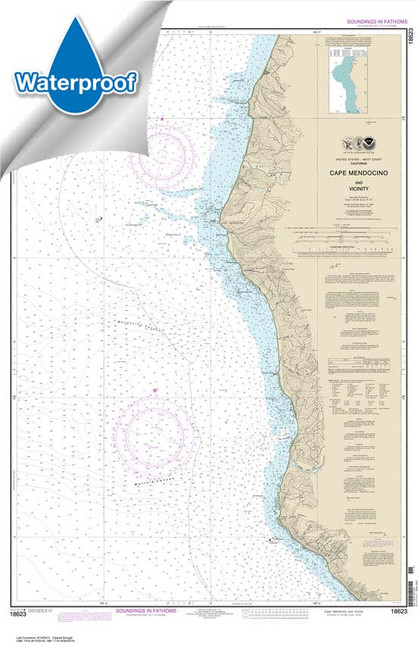 Waterproof NOAA Chart 18623: Cape Mendocino and vicinity