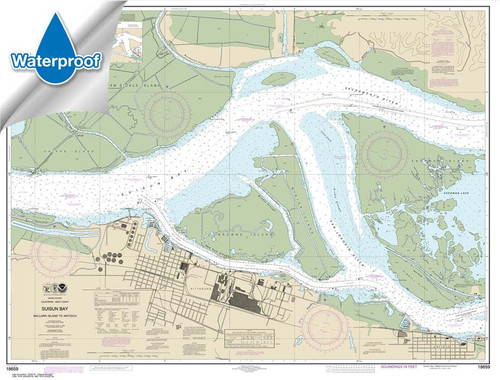 Waterproof HISTORICAL NOAA Chart 18659: SUISUN BAY-Mallard Island to Antioch