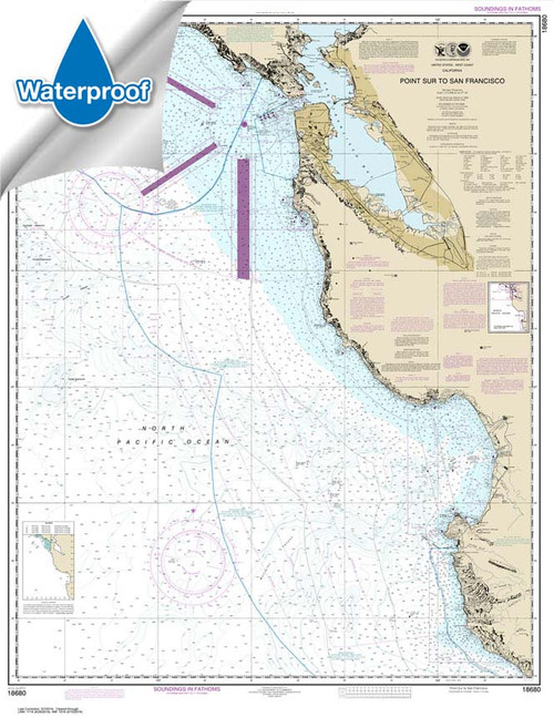 Waterproof NOAA Chart 18680: Point Sur to San Francisco