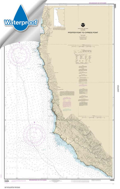 Waterproof HISTORICAL NOAA Chart 18686: Pfeiffer Point to Cypress Point