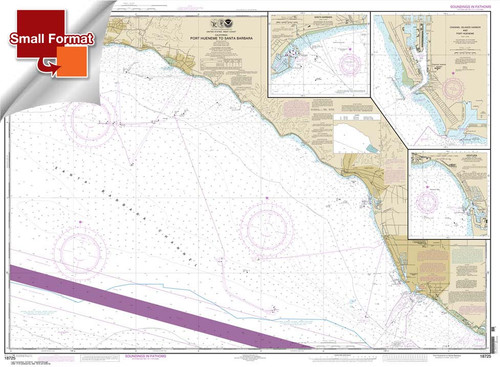 Small Format NOAA Chart 18725: Port Hueneme to Santa Barbara;Santa Barbara;Channel Islands Harbor and Port Hueneme;Ventura