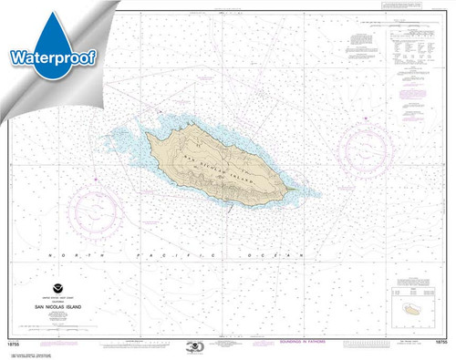 Waterproof HISTORICAL NOAA Chart 18755: San Nicolas Island