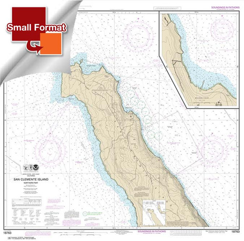 Small Format HISTORICAL NOAA Chart 18763: San Clemente lsland northern part;Wison Cove