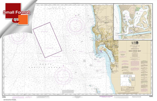 Small Format NOAA Chart 18765: Approaches to San Diego Bay;Mission Bay